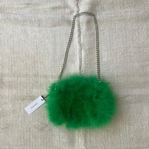 KAREN MILLEN NWT feather clutch with removable chain